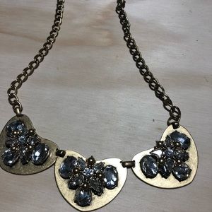 4/$15!! J Crew Three Heart Gold Crystal Necklace